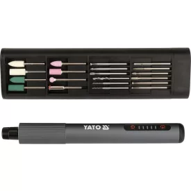   YATO YT-82764 4 V-os akkumulátoros, szénkefe nélküli mini csiszoló tartozékokkal