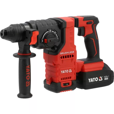 YATO YT-827724 Akkumulátoros fúrókalapács 18V 4Ah SDS Plus 2,4J szénkefe nélküli motor (2x akku + töltő)