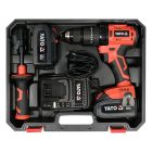 YATO YT-82791 Akkus ütvefúró-csavarozó 75 Nm szénkefe nélküli 18 V Li-Ion (2 x 3 Ah akku + töltő)