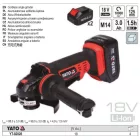 YATO YT-82828 Akkus sarokcsiszoló 125 mm 18 V Li-Ion (2 x 3,0 Ah akku + töltő)