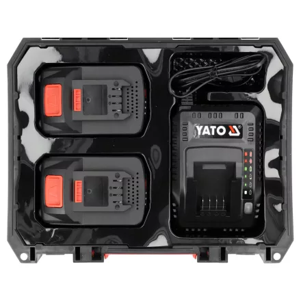 YATO YT-828510 Akkumulátor 2 x 4.0 Ah és intelligens töltő szett kofferben