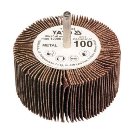 YATO YT-83386 Csapos lamellás, legyező csiszolókorong 80 x 40 x 6 mm / P150