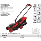 YATO YT-85220 Akkus fűnyíró 340 mm 2 x 18 V (2 x 2,0 Ah akku + töltő)