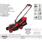YATO YT-85221 Akkus fűnyíró 340 mm 2 x 18 V (akku + töltő nélkül)