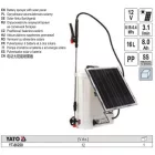 YATO YT-86220 Akkus és napelemes háti permetező 16 liter 12 V 8,0 Ah